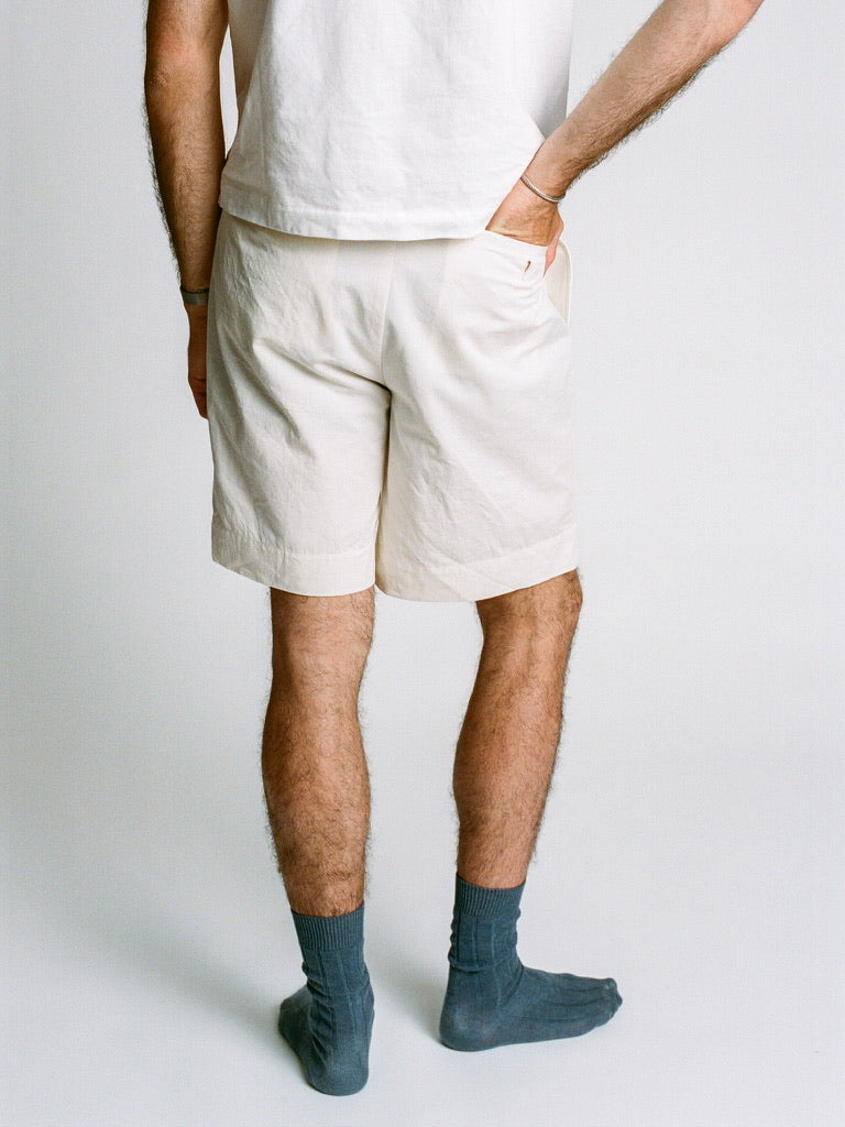 Cotton Linen Pleated Shorts