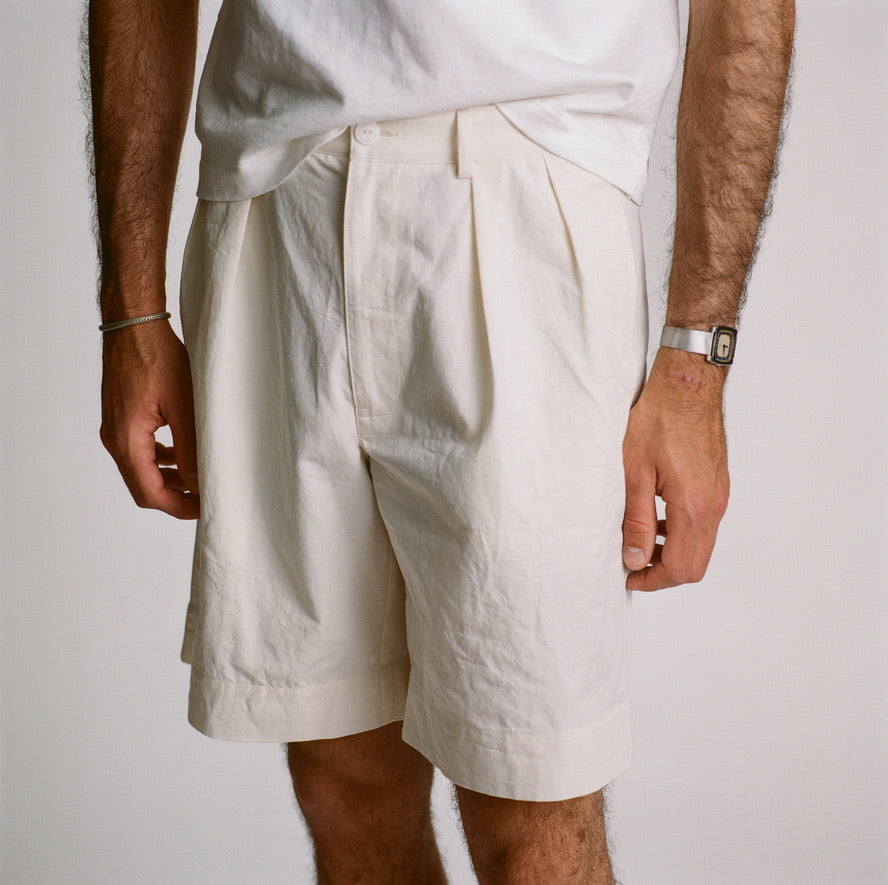 Cotton Linen Pleated Shorts